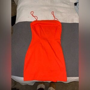 Vibrant Blood Orange Bodycon Mini Dress
